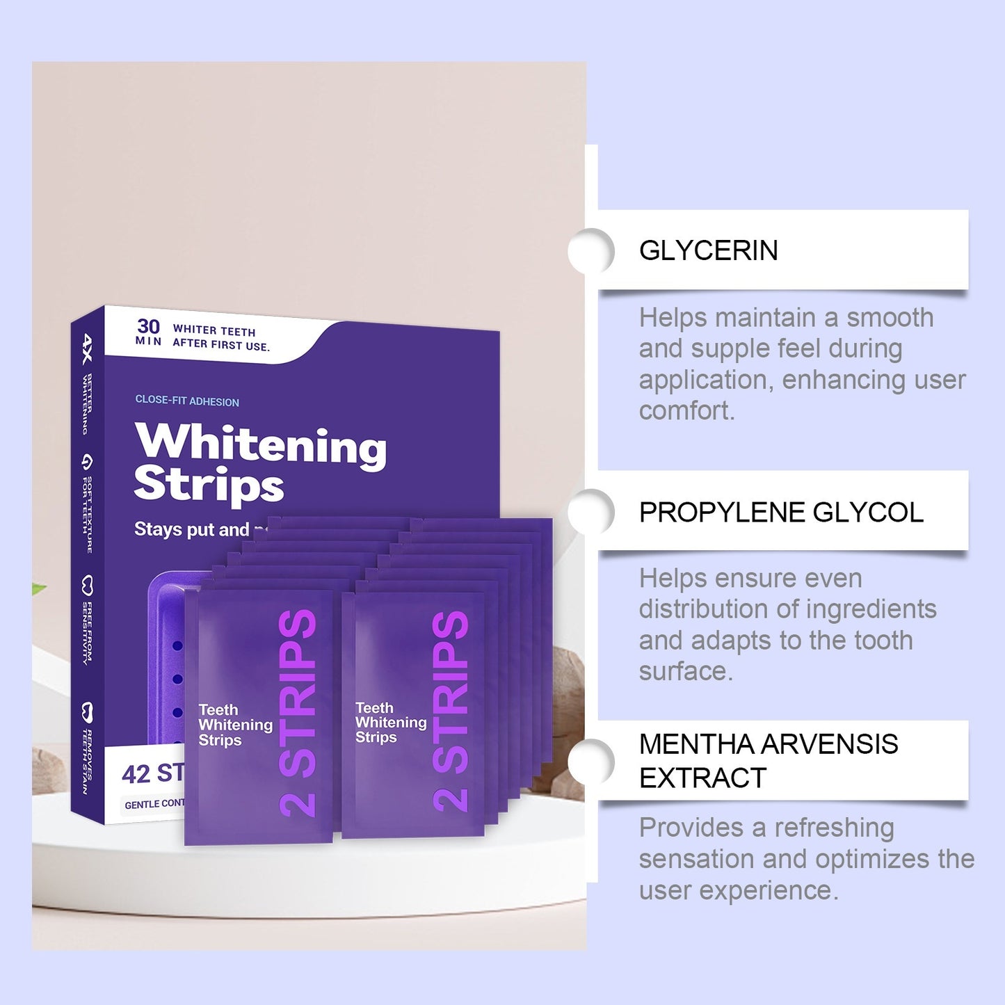 💜 Purple Whitening Strips – Instant White Effect